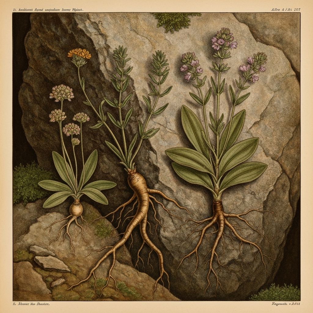 Historische alpine Pflanzenwurzeln